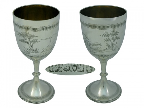Pair of  Victorian Silver Goblets 1874